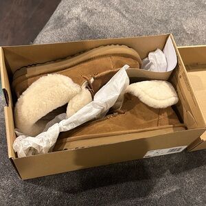 UGG Classic Tan Boots with Cream Shearling